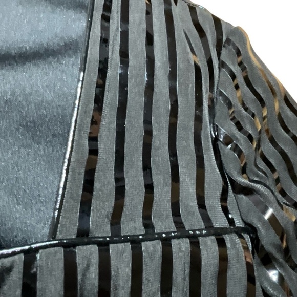 JOSEPH RIBKOFF Bubble Hem Empire Cut Square Neck Dress Black Patent Trim Sz 14 - Picture 9 of 13